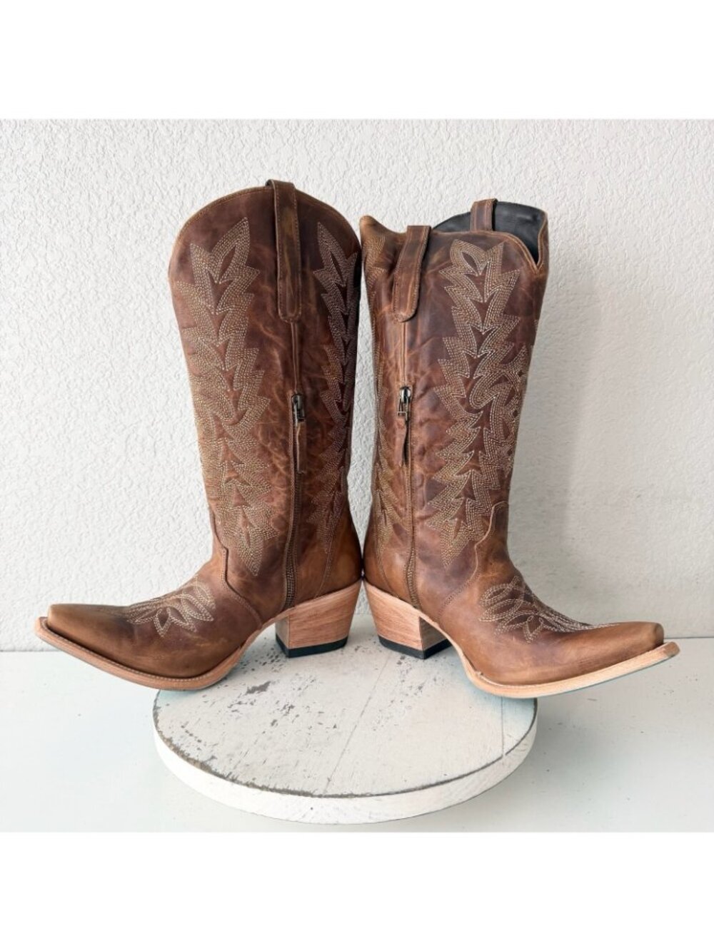 Lane Gallatin Brown Cowboy Boots Cowgirl Western Mid Calf Tall Snip Toe Size 11 - Picture 7 of 11